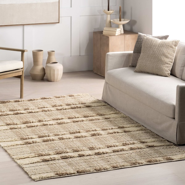 Nuloom Blakley Textured Plaid Jute Area Rug 4ft x 6ft NIIC01A-406 - main